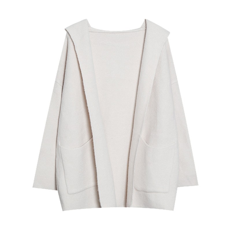 Hooded knitted cardigan top 16