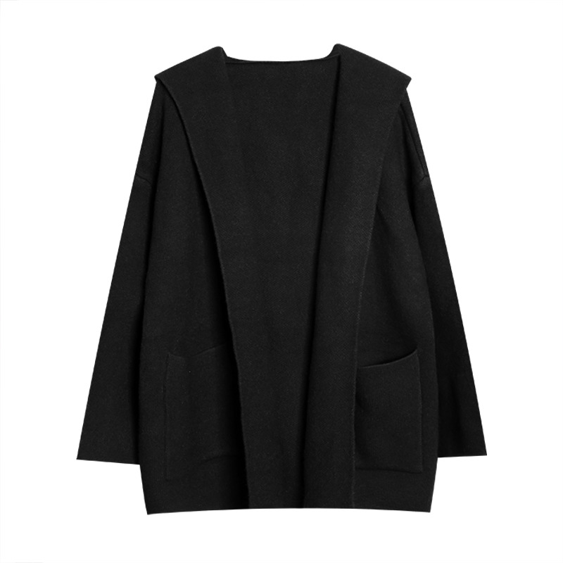 Hooded knitted cardigan top 16