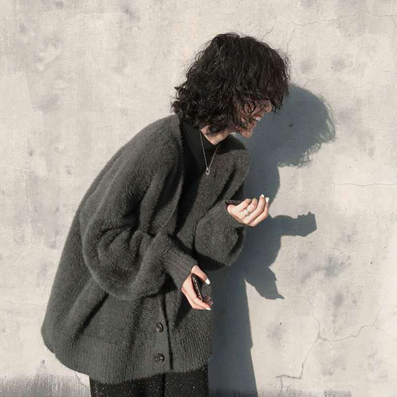 Casual solid color knitted cardigan 25