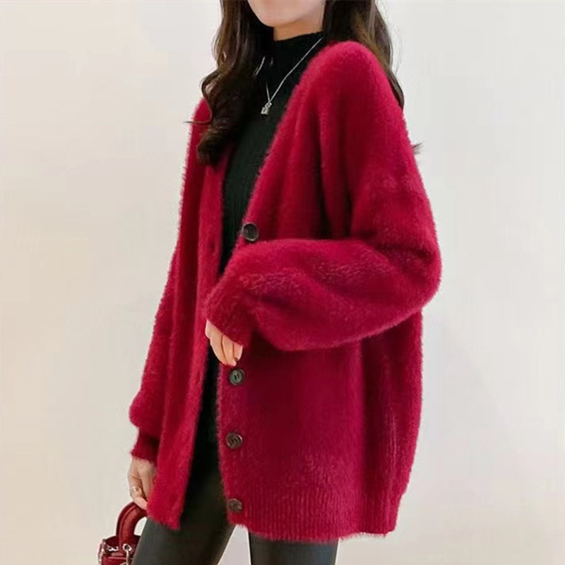 Casual solid color knitted cardigan 25