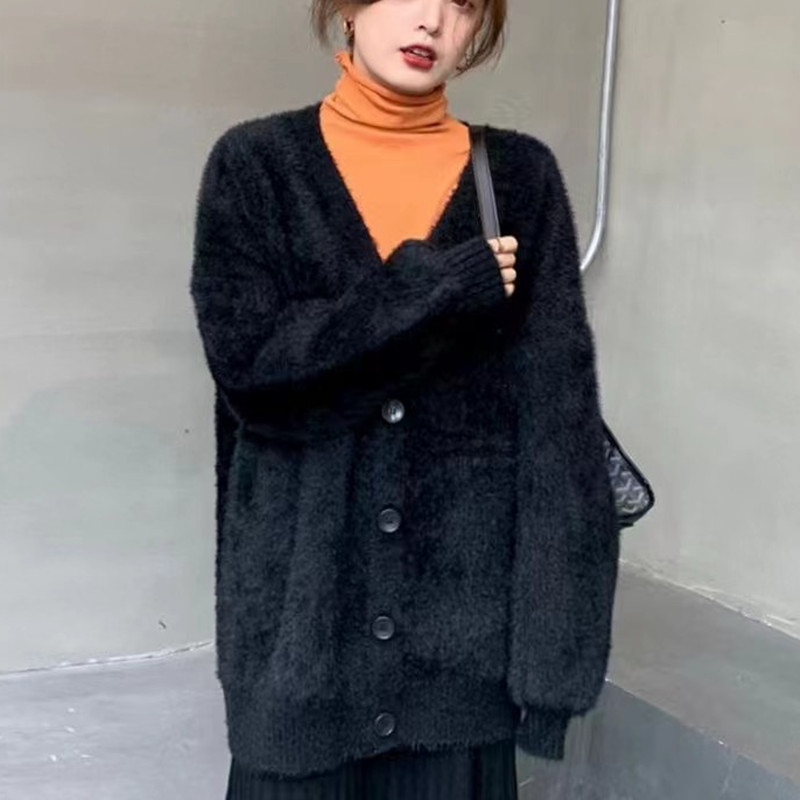 Casual solid color knitted cardigan 25