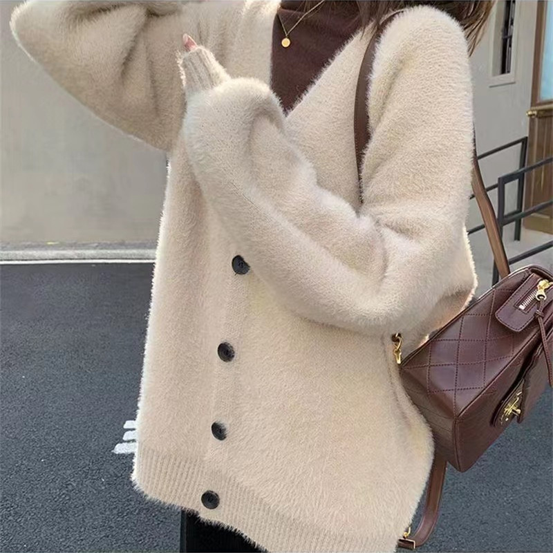 Casual solid color knitted cardigan 25