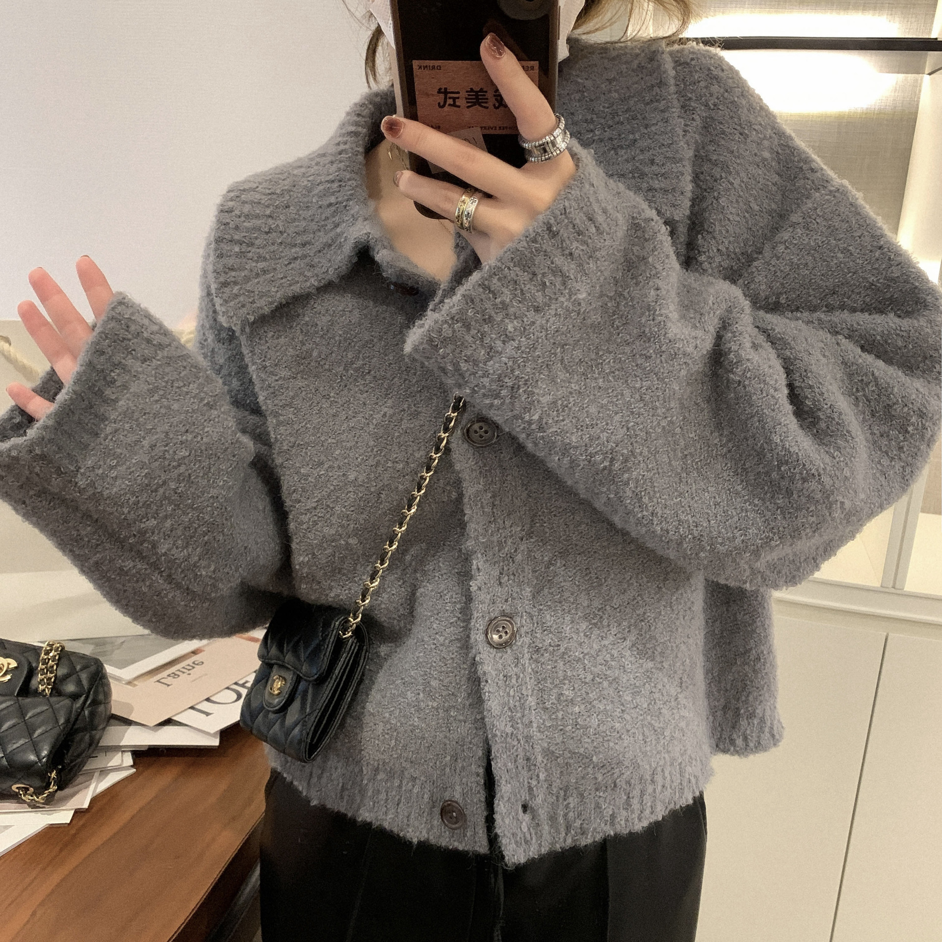 Loose base knitted cardigan 22