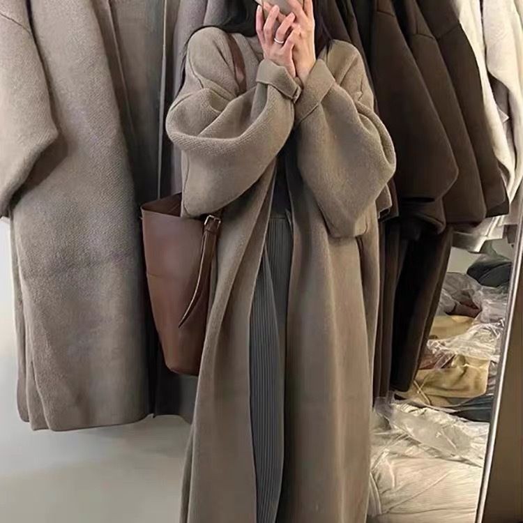 Knee-length thick sweater coat 42