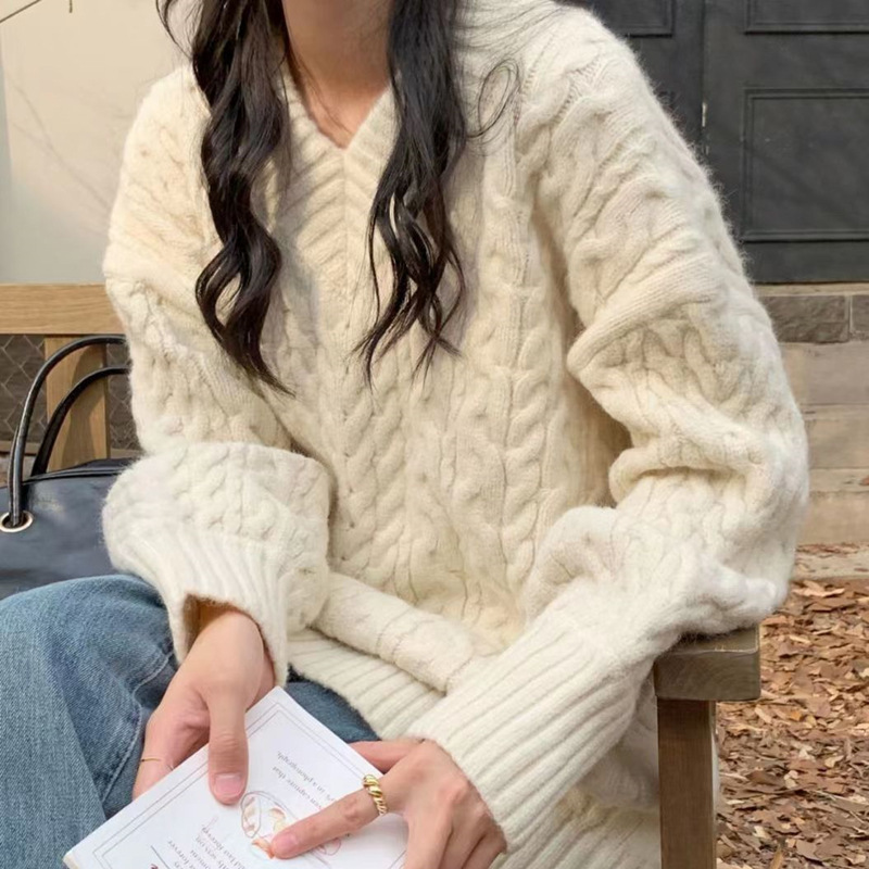 Thickened cable knit sweater top 41